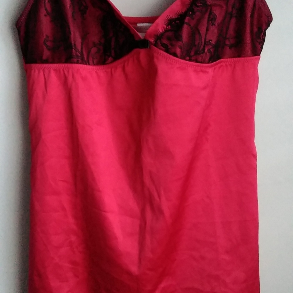 Spaghetti Strap Red With Black Laced Lingerie Top